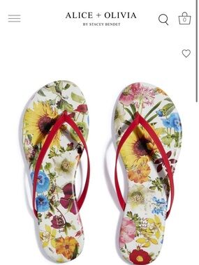 ALICE + OLIVIA x Teeks Floral Print Flip-Flop Sandals size 8